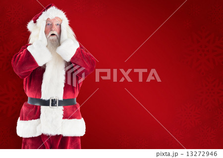 Composite image of santa is shocked to camera 13272946