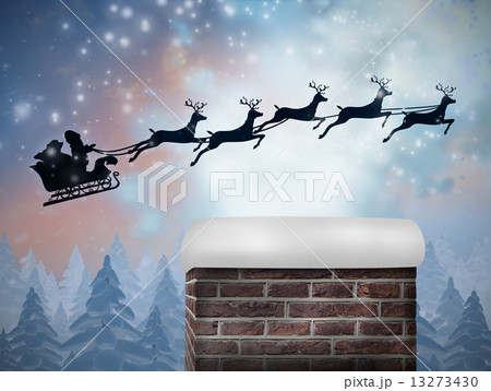 Composite image of santa flying his sleigh Composite image of santa flying his sleigh 13273430