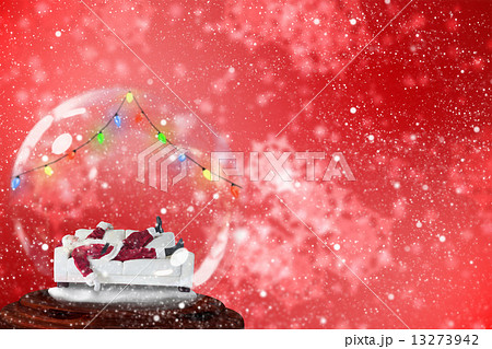 Composite image of santa sleeping in snow globe Composite image of santa sleeping in snow globe 13273942