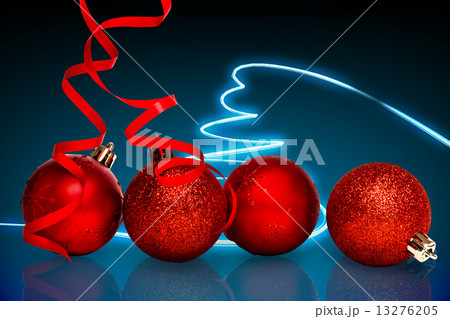 Composite image of four red christmas ball decorations 13276205