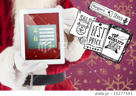 Composite image of santa claus showing tablet pc 13277391