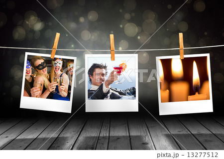 Composite image of cheerful businessman relaxing in a swimming p Composite image of cheerful businessman relaxing in a swimming p 13277512