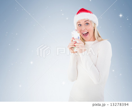 Festive blonde holding her cash Festive blonde holding her cash 13278394