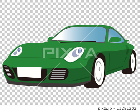 車 スポーツカー緑のイラスト素材