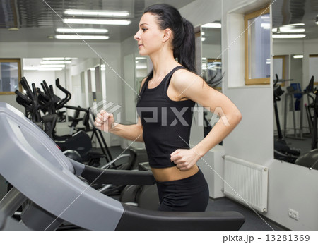 young girl goes in for sports in the gym young girl goes in for sports in the gym 13281369