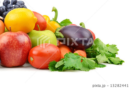 fruits and vegetables isolated on white background 13282441