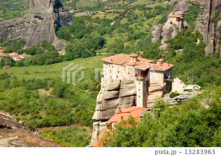 View from above on the Rousannou - St. Barbara monastery, Greece 13283963