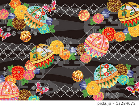 和風柄 手毬のイラスト素材