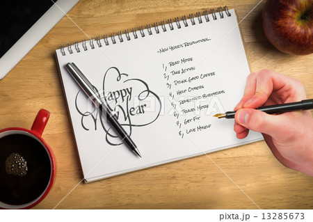 Composite image of hand writing with fountain pen 13285673