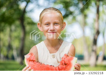 Kid with watermelon slice Kid with watermelon slice 13292218
