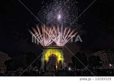 Happy new year and merry xmas fireworks on triumph arc 13293529