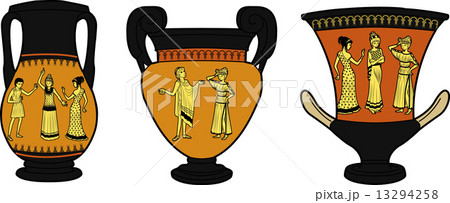 Ancient Greek utensil three vases 13294258
