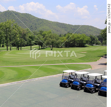 golf car in green golf course 13294542