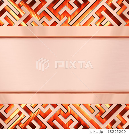 Blank bronze plate on maze background with flame Blank bronze plate on maze background with flame 13295200