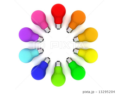 Lightbulbs kaleidoscope of rainbow colours Lightbulbs kaleidoscope of rainbow colours 13295204