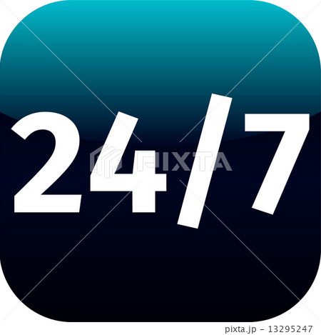 24/7 nonstop time blue icon 13295247