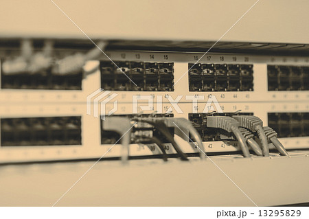 Server panel with cables and connectors 13295829