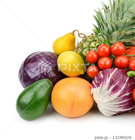 fruits and vegetables isolated on white background 13296026