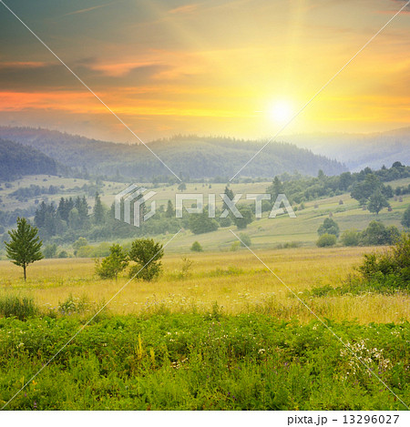 beautiful mountain landscape and sunrise 13296027