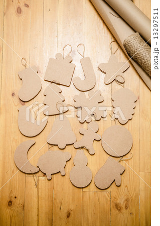 Cardboard toys for the Christmas tree or garland. New year decorations. 13297511
