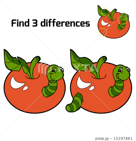 Find 3 differences (worm and apple) 13297861