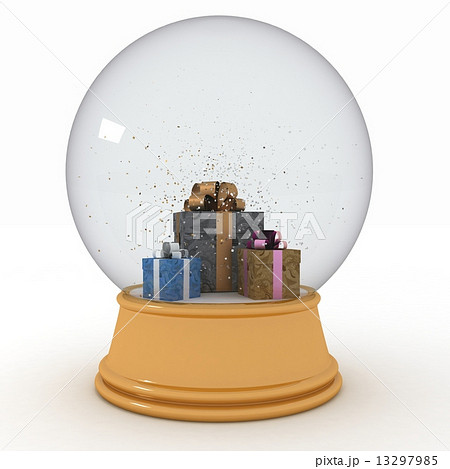 Snow ball with presents on white background Snow ball with presents on white background 13297985