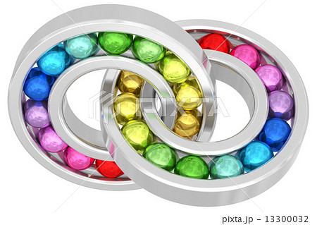Bearings with colorful balls chained together isolated on white 13300032