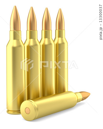 Large caliber rifle ammunition cartridges on white Large caliber rifle ammunition cartridges on white 13300037