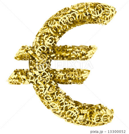 Big euro sign composed of many golden small euro signs on white 13300052