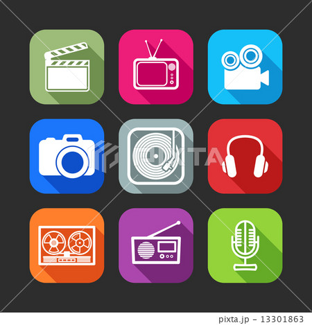 flat icons for web and mobile applications with creative industry items 13301863