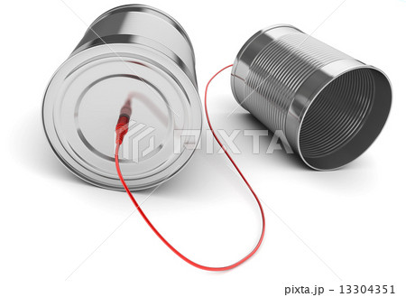 Tin can phone with red cable 13304351