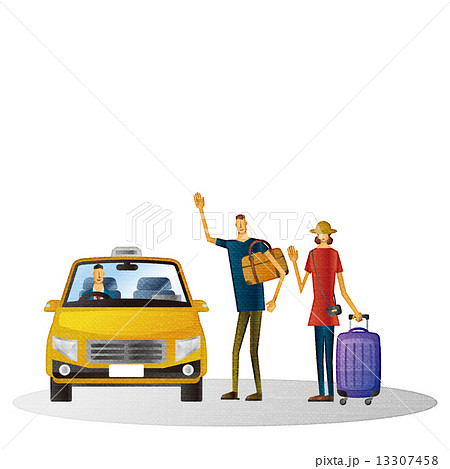 旅行 旅 観光 タクシー タクシードライバーのイラスト素材