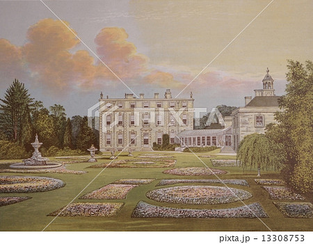 アンティーク イラスト イギリス貴族の邸宅 Dytchley House 19世紀頃のイラスト素材
