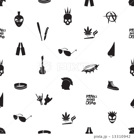 black and white punk icons seamless pattern eps10 black and white punk icons seamless pattern eps10 13310942