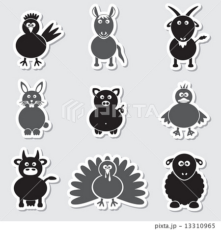 farm animals simple stickers set eps10 13310965