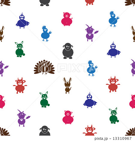 color farm animals with mild mental disabilities seamless pattern eps10 13310967