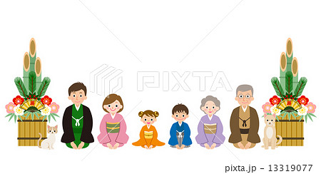 年始のご挨拶をする3世代ファミリー 年始のご挨拶をする3世代ファミリー 13319077