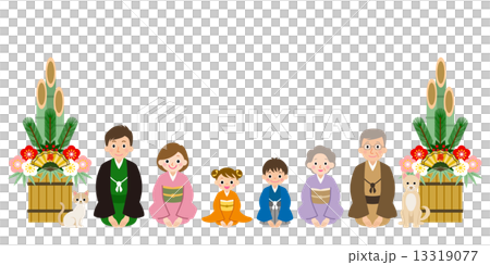 年始のご挨拶をする3世代ファミリー 年始のご挨拶をする3世代ファミリー 13319077