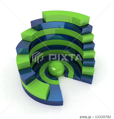 Abstract structure with green bal in the center 13320782