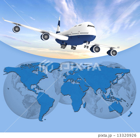 A painting of an airplane on blue background 13320926