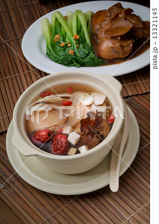 Chicken and herb soup, Chinese food style. Chicken and herb soup, Chinese food style. 13321145
