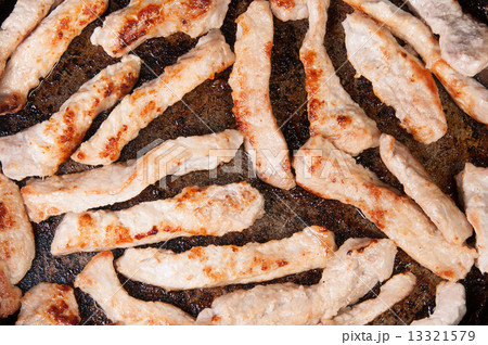 Meat Strips Fried In A Pan 13321579