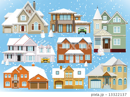 Snow covered city houses (Christmas) 13322137