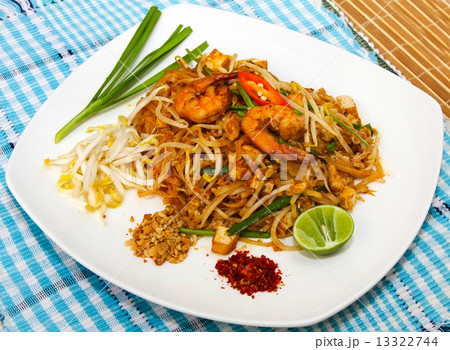 asia food. fried rice noodles with Seafood 13322744