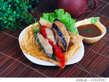 Yong Tau Fu. delicious Asian cuisine of fish paste stuffed Yong Tau Fu. delicious Asian cuisine of fish paste stuffed 13323037