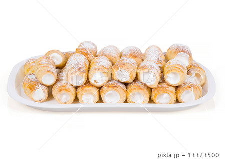 tube of pastry filled with snow tube of pastry filled with snow 13323500