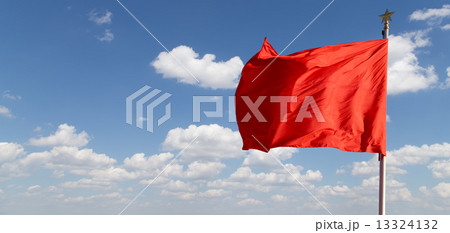 Red flags on the Tiananmen Square -- is a large city square in the center of Beijing, China 13324132