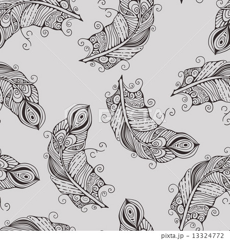 Vector seamless pattern with hand-drawn feathers Vector seamless pattern with hand-drawn feathers 13324772