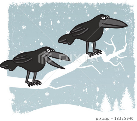 Crows sitting on the Tree (Winter Scenery) 13325940