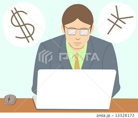 パソコンで金融取引をするビジネスマン 13326172